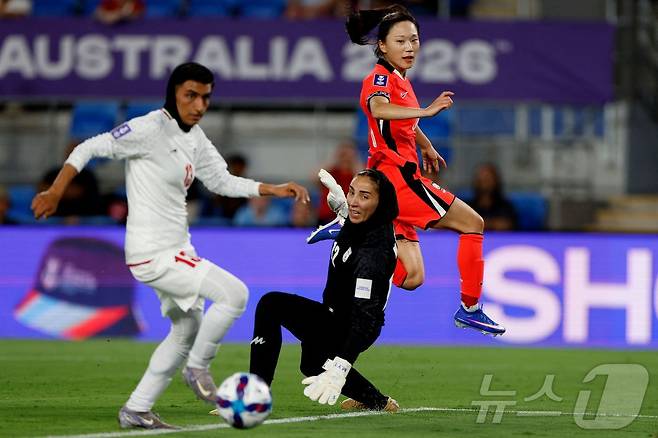 한국 여자축구대표팀이 2일 호주 골드코스트에서 열린 2026 아시아축구연맹(AFC) 여자 아시안컵 조별리그 A조 1차전에서 이란을 3-0으로 제압했다. ⓒ AFP=뉴스1