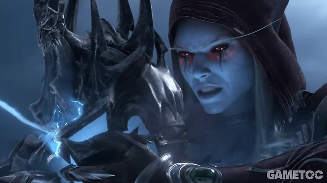 지배의 투구를 쪼개 이승과 어둠땅의 경계를 허문 실바나스 (사진=어둠땅 시네마틱)