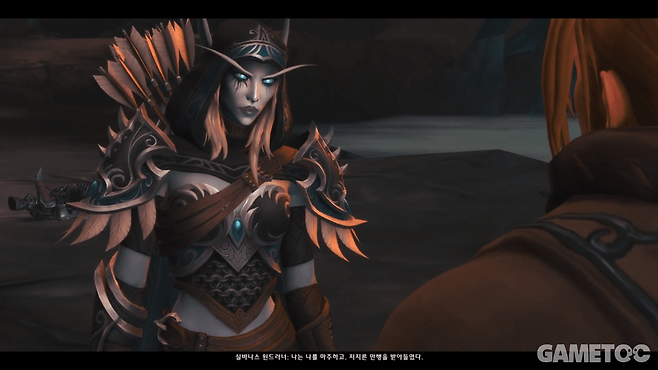 어둠땅 에필로그에서 속죄를 다짐한 실바나스 (사진=어둠땅 에필로그 인게임 컷씬)