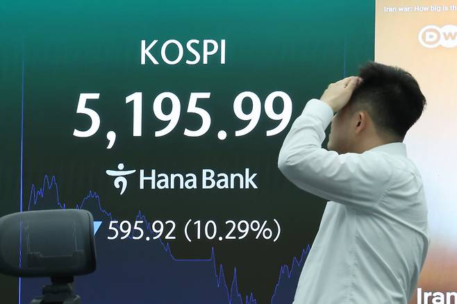 4일 서울 중구 하나은행 본점 딜링룸에 코스피가 표시돼 있다. /연합뉴스