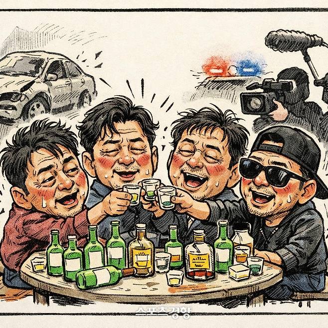 음주 유튜브 채널 방송에 음주운전 전력자들이 연이어 출연했다. 경향신문 AI 이미지