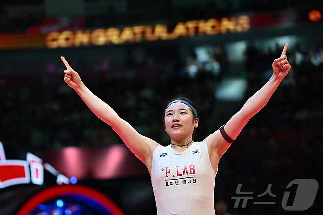 안세영이 전영오픈 결승에 올라 왕즈이를 상대로 2연패에 도전한다. ⓒ AFP=뉴스1