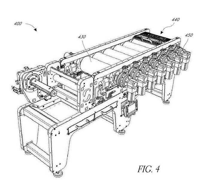건식전극을 생산하는 기계. 다수의 롤러 등을 확인할 수 있다. (사진=USPTO)