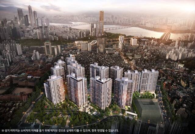 노량진6구역 시공사인 GS건설·SK에코플랜트 컨소시엄은 다음달 3일 입주자 모집공고를 낼 예정이다. 사진은 '라클라체자이드파인' 조감도. /GS건설