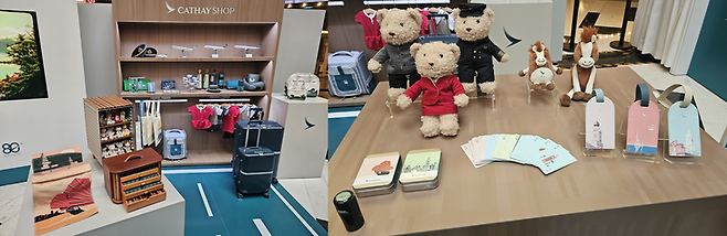 ▲캐세이 퍼시픽 로고 상품을 판매하는 '캐세이 숍(Cathay Shop)'. 사진=박규빈 기자
