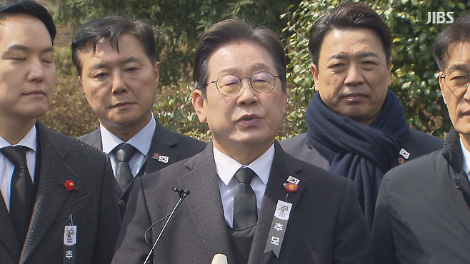 작년 제77주년 제주4·3 추념식에 참석해 발언하는 이재명 당시 더불어민주당 대표 (사진, 오일령 기자)