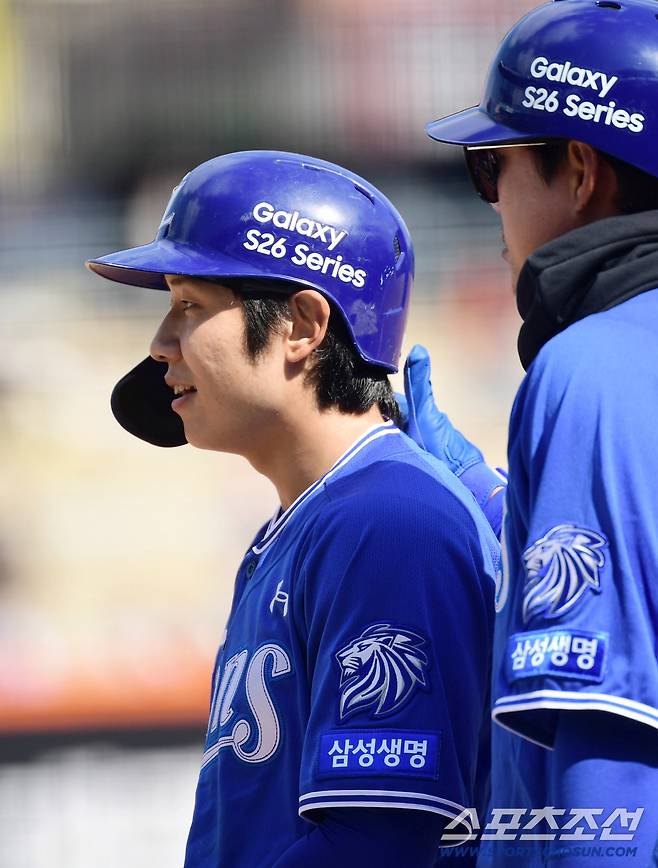 13일 대전 한화생명볼파크에서 열린 KBO리그 시범경기 한화와 삼성의 경기. 5회 내야안타를 만들어낸 삼성 김지찬. 대전=송정헌 기자songs@sportschosun.com/2026.03.13/