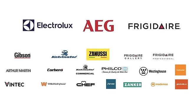일렉트로룩스의 브랜드들. 주력 브랜드는 일렉트로룩스, AEG, 프리지데어 3개다. /일렉트로룩스 제공