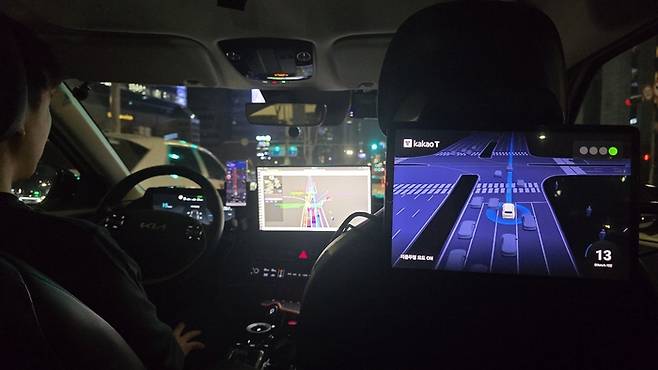 카카오모빌리티 자체 기술 기반 ‘서울자율차’ 서비스 운행 사진. <사진=카카오모빌리티>