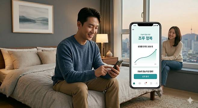 유럽 연구진이 스마트폰 앱으로 조루 환자의 사정 지연 시간을 2배까지 늘리는 데 성공했다./제미나이 생성 화면