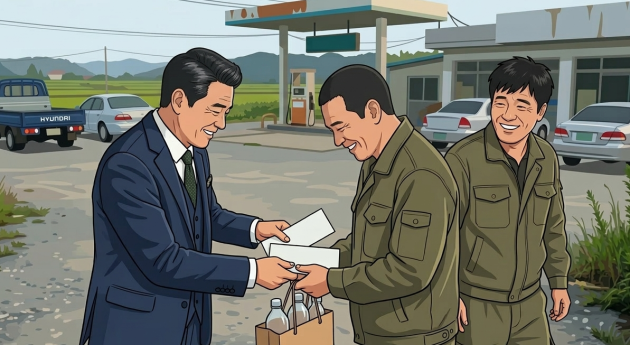 조합장 선거 관련 금품수수 정황을 묘사한 자료 이미지. <제미나이(Gemini) 생성 이미지>