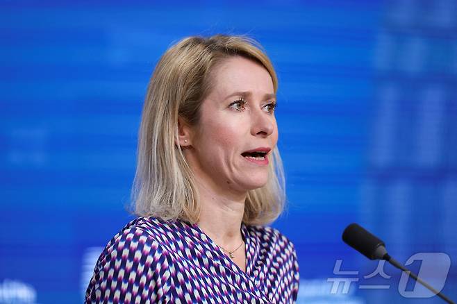 카야 칼라스 유럽연합(EU) 외교·안보 고위대표가 16일(현지시간) EU 에너지 및 외교장관 회의 후 기자회견을 하고 있다. 2026.3.17. ⓒ 뉴스1 ⓒ 로이터=뉴스1