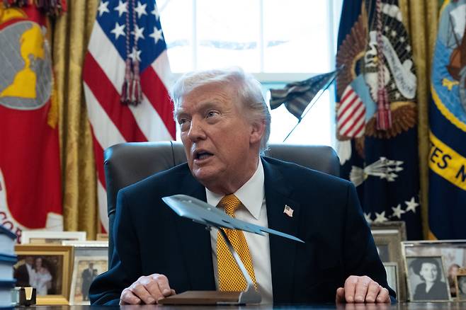 16일(현지 시각) 백악관에서 발언 중인 도널드 트럼프 미 대통령 /UPI=연합