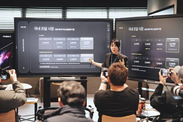 김지민 현대아이티 이사가 18일 미디어데이에서 발표하고 있다. (사진=지디넷코리아)