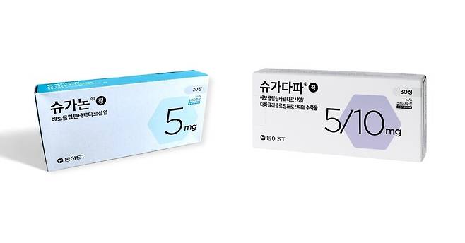 왼쪽부터 동아에스티 당뇨병 치료제 '슈가논', '슈가다파'.(사진제공=동아에스티)