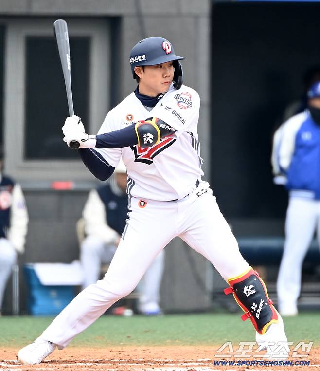 15일 이천베어스파크에서 열린 삼성과 두산의 시범경기. 두산 박준순이 타격을 하고 있다. 이천=허상욱 기자wook@sportschosun.com/2026.03.15/
