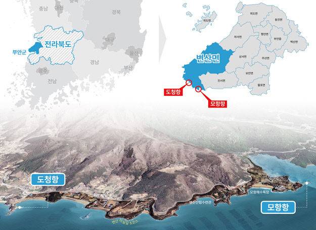 모항항·도청항 위치.