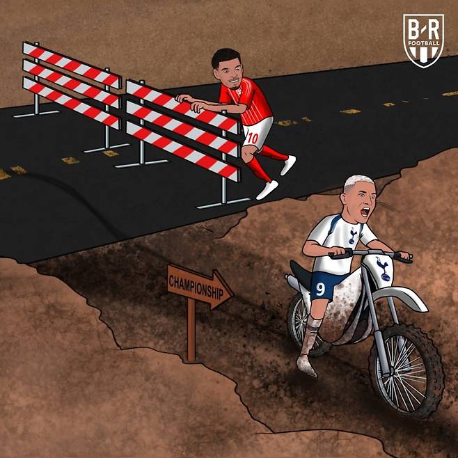 토트넘이 23일 강등 경쟁 팀인 노팅엄과의 홈경기서 0-3으로 완패하며 사상 초유의 강등 위기에 놓였다. 사진=블리처 리포트 SNS