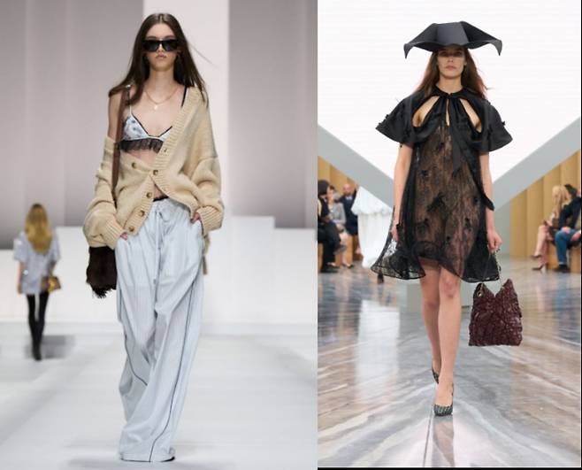 돌체앤가바나 2026 SS(봄·여름) 시즌 런웨이 무대(왼)와 디올 2026 SS시즌 런웨이 무대(오). /사진=각 사 SNS