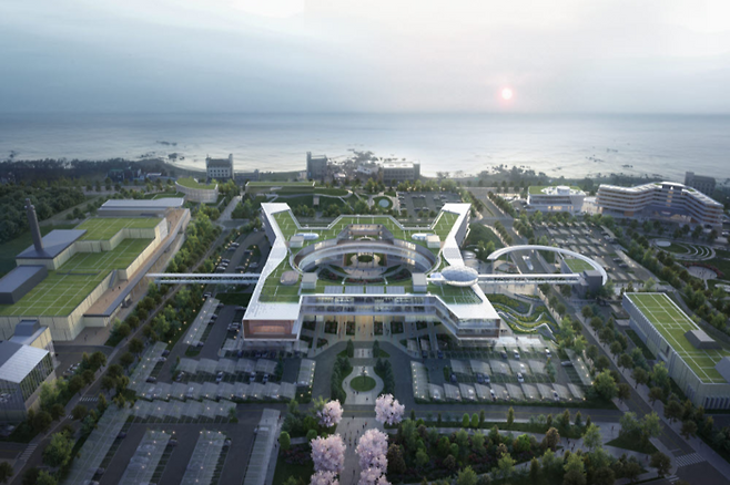 문무대왕과학연구소는 한국원자력연구원의 산하기관으로 핵심 연구시설과 연구기반시설, 연구지원시설 등 총 18개 시설이 들어서며 소형모듈 원자로(SMR) 개발을 주도할 것으로 기대가 모아진다. 사진은 문무대왕과학연구소 조감도. <경주시 제공>