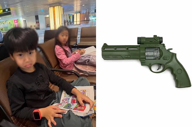 싱가포르의 한 가족이 기내 수하물에 든 장난감 총으로 인한 보안 검사 지연으로 비행기를 놓쳐 약 352만 원을 추가 지출했다. 사진=페이스북 (@Sharon Tang-Ling)