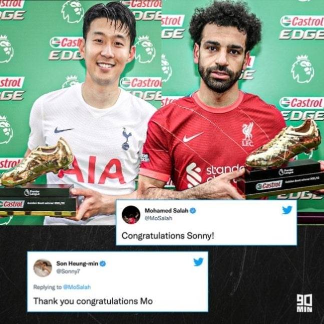 손흥민(좌), 모하메드 살라. 90MIN