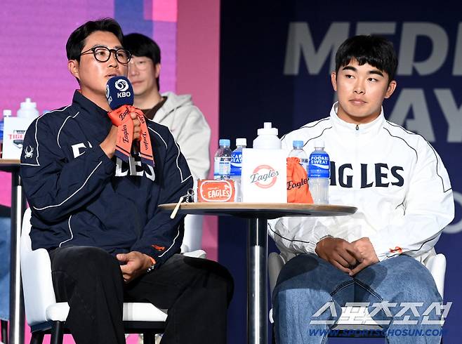 26일 롯데호텔 월드에서 열린 2026 KBO 리그 미디어데이&팬페스트. 한화 채은성, 문현빈이 질문에 답하고 있다. 잠실=허상욱 기자wook@sportschosun.com/2026.03.26/