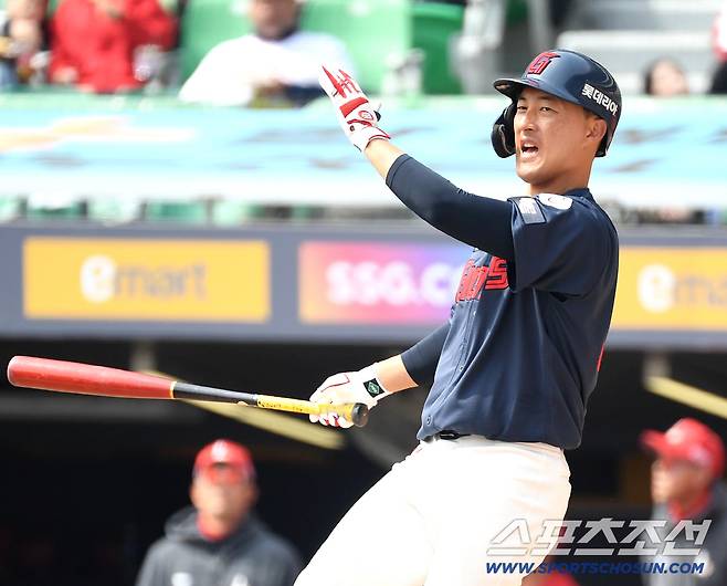 23일 인천 SSG랜더스필드에서 열린 KBO리그 시범경기 롯데와 SSG의 경기. 타격하고 있는 롯데 노진혁. 인천=송정헌 기자songs@sportschosun.com/2026.03.23/