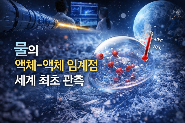 물의 액체-액체 임계점이 영하 60도 존재한다는 사실을 실험으로 관측한 연구 개념도. 제미나이가 그린 일러스트.