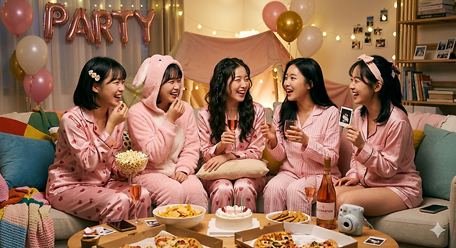20·30세대를 중심으로 ‘파자마 파티’ 문화가 유행하면서 단순한 잠옷이 아닌, 개성과 취향을 표현하는 새로운 패션 카테고리로 진화하고 있다. 구글 제미나이(gemini) 생성 이미지