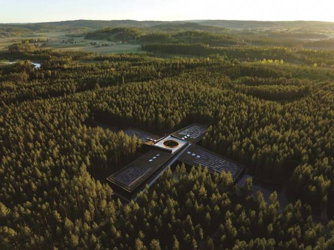 코펜하겐의 건축사무소 BIG이 설계한 건물 ʻ더 플러스’.더 플러스는 목재와 저탄소 시멘트, 재활용한 철강으로 지어져 유럽 친환경 건축 인증제 BREEAM의 최고 등급을 받았다. Einar Aslaksen/Vestr 제공