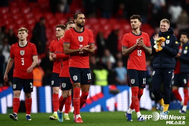 잉글랜드는 28일(한국시간) 영국 런던의 웸블리 스타디움에서 열린 우루과이와의 2026 북중미월드컵 대비 평가전에서 졸전 끝 1-1 무승부를 거뒀다. 사진(런던 영국)=AFPBBNews=News1