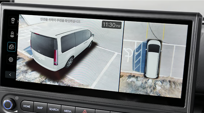▲현대차 스타리아 하이브리드 후방보조시스템.