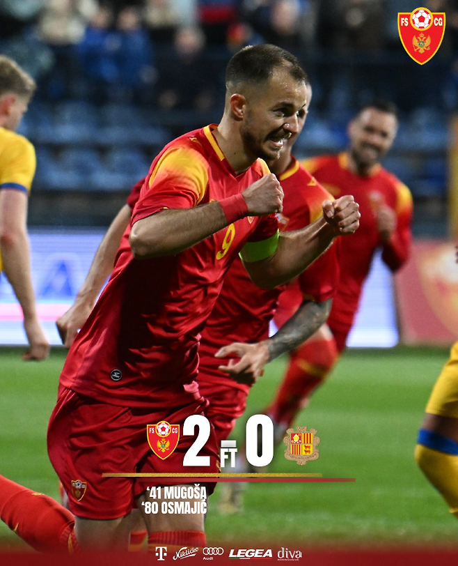 인천 무고사가 소속팀에 집중하기 위해 28일(한국시간) 몬테네그로의 포드고리차 경기장서 열린 안도라와 평가전 홈경기를 끝으로 대표팀 커리어를 마감했다. 이날 그는 전반 41분 PK 결승골을 넣으며 팀의 2-0 완승에 앞장섰다. 사진출처│몬테네그로 축구협회 인스타그램