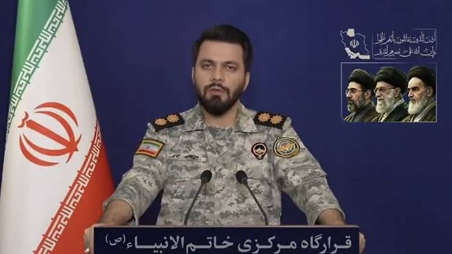 러시아 관영 매체 RT가 공유한 이란 혁명수비대 대변인 영상./X