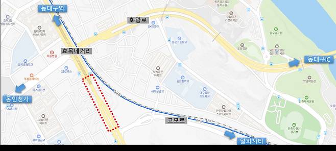 무열로(고모로삼거리) 위치도 ⓒ대구시 제공