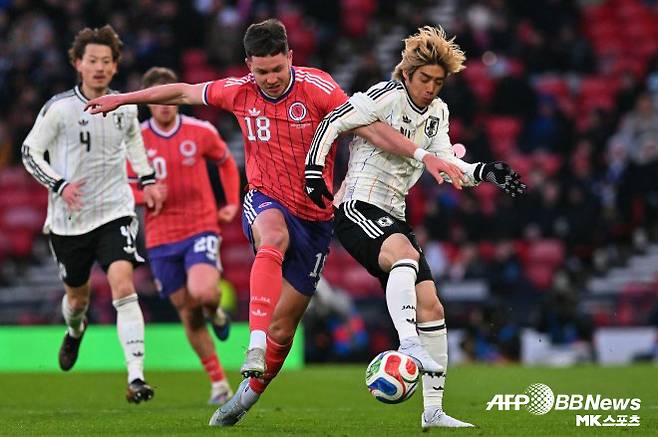 일본은 3월 29일 스코틀랜드 원정 평가전에서 1-0으로 승리하며 A매치 4연승을 질주했다. 사진=AFPBBNews=News1