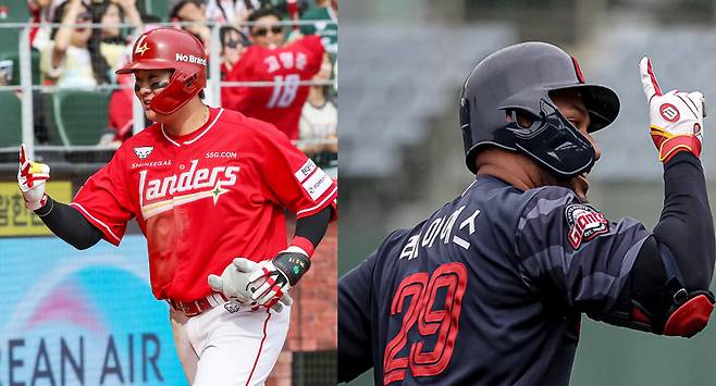 SSG 고명준(왼쪽), 롯데 빅터 레이예스. 구단 제공