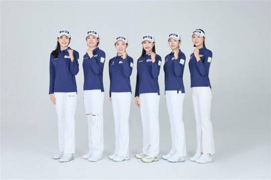 동부건설 골프단. 왼쪽부터 장수연, 박주영, 김수지, 지한솔, 신이솔, 문정민. / 사진=연합뉴스