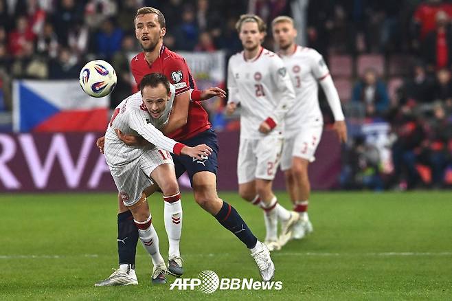 1일 체코 프라하의 스타디온 레트나에서 열린 체코와 덴마크의 2026 FIFA 북중미 월드컵 유럽 플레이오프 패스 D 파이널 경기 모습. /AFPBBNews=뉴스1