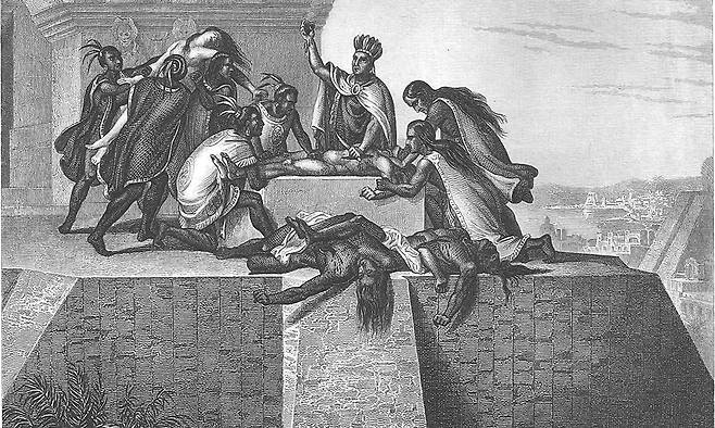 아즈텍인의 인신공양 장면