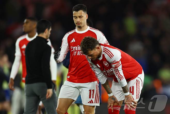 FA컵 8강전에서 탈락한 아스널. ⓒ 로이터=뉴스1