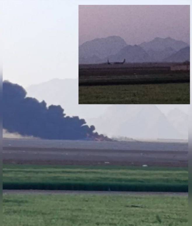 이란 반관영 타스님통신이 5일(현지시간) 최근 이란에서 격추된 미 전투기 조종사를 찾던 미 항공기가 격추됐다고 전하며 공개한 사진.뉴스1