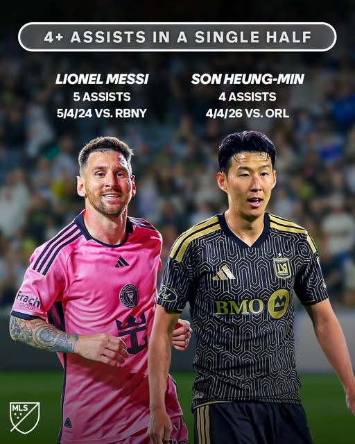 메시의 5도움과 손흥민의 4도움 기록을 나란히 소개한 MLS. / 사진=MLS SNS. 연합뉴스