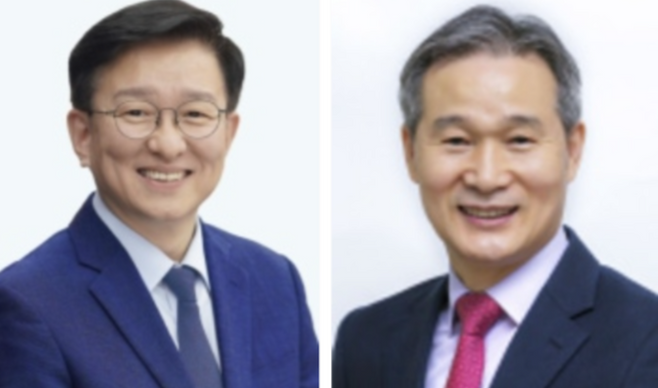 (왼쪽부터) 더불어민주당 권칠승(경기 화성병) 의원, 채홍호 전 대구시 행정부시장.