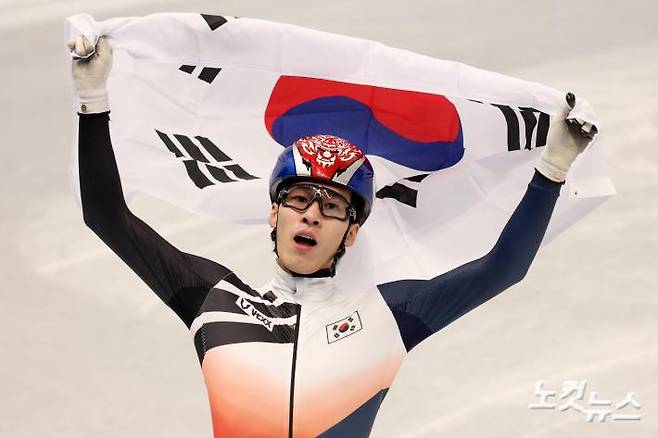 2022 베이징동계올림픽 쇼트트랙 남자 1500m에서 금메달을 획득한 황대헌. 베이징(중국)=박종민 기자