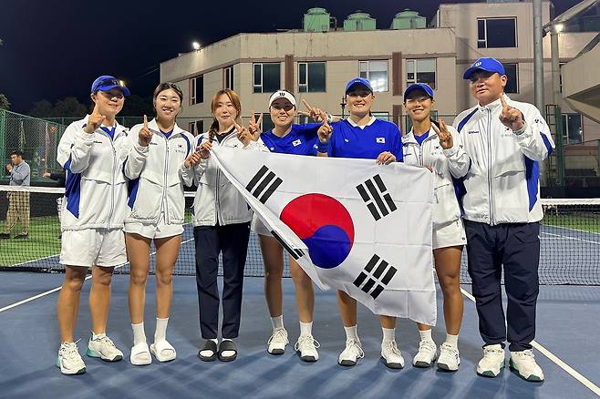 한국 여자 테니스 대표팀.(대한테니스협회 제공)