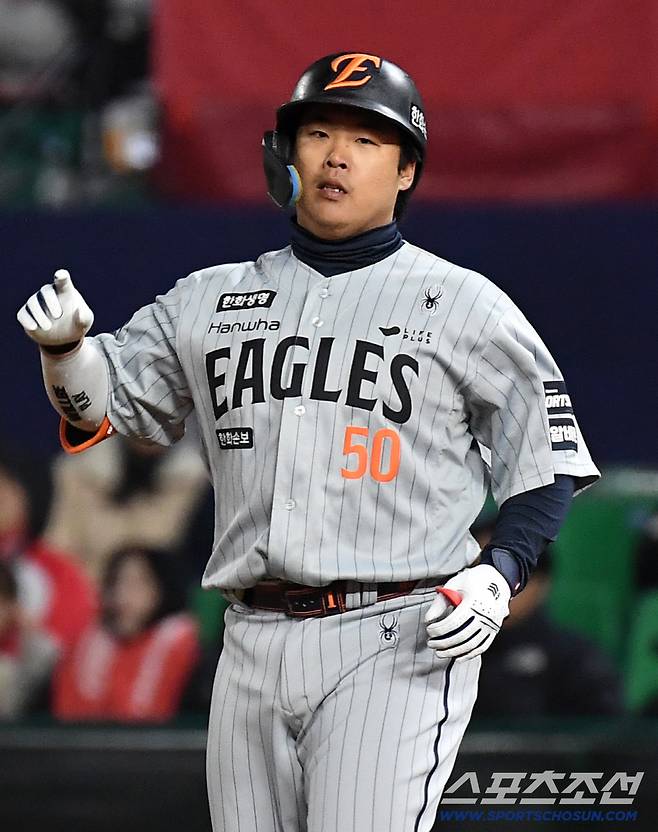 7일 인천 SSG랜더스필드에서 열린 SSG와 한화의 경기. 8회 박성한이 파울플라이 아웃을 당했다. 9회초 1타점 적시타 날린 한화 강백호. 인천=송정헌 기자songs@sportschosun.com/2026.04.07/