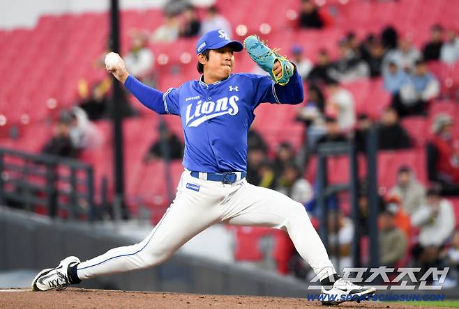 7일 광주 기아챔피언스필드에서 열린 KIA와 삼성의 경기. 삼성 양창섭이 역투하고 있다. 광주=박재만 기자 pjm@sportschosun.com/2026.04.07/