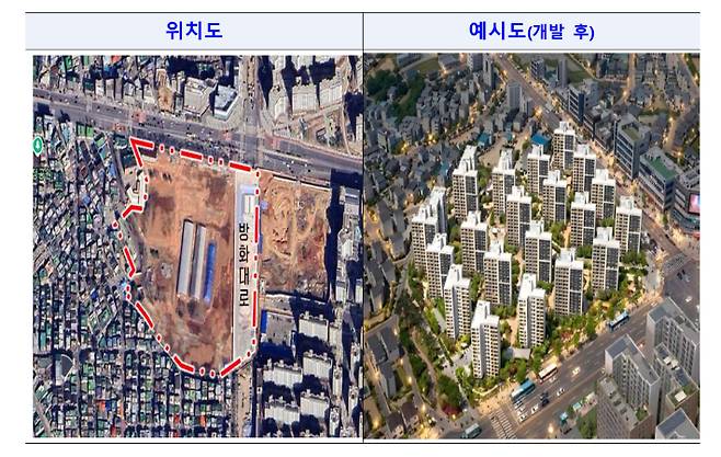 서울 강서구 군부지 위치도 및 예시도. 재정경제부 제공